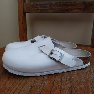 Birkenstock White Boston Mules Size 36 Narrow
